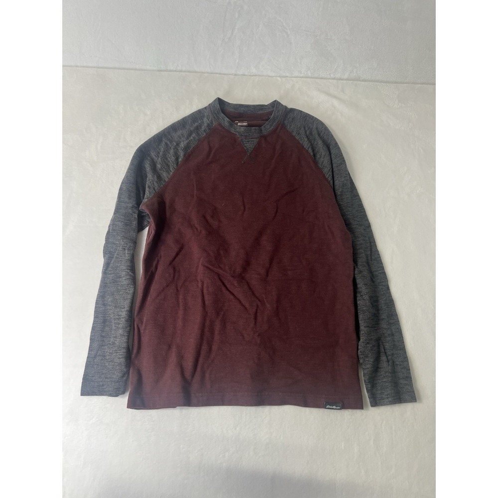 Eddie Bauer Men’s Pull Over Sweater Red/Grey 100% Cotton Size Medium